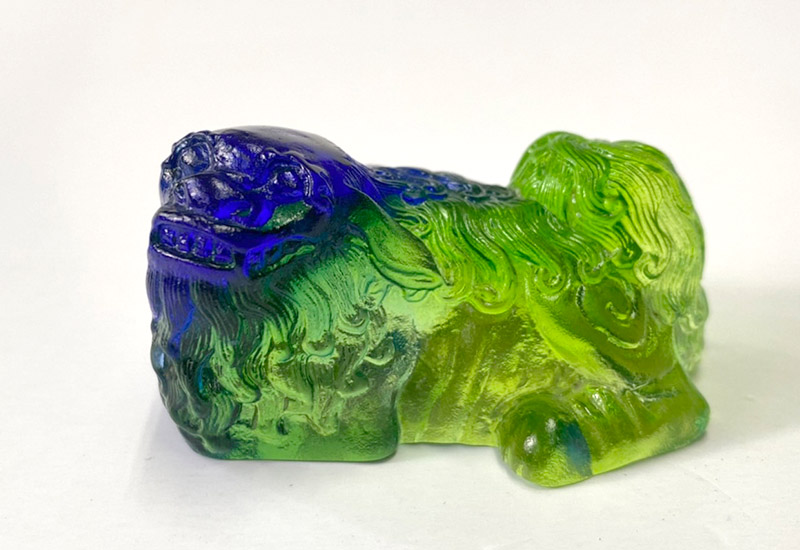 祥瀧 琉璃瑞獅(綠) 文鎮 擺飾